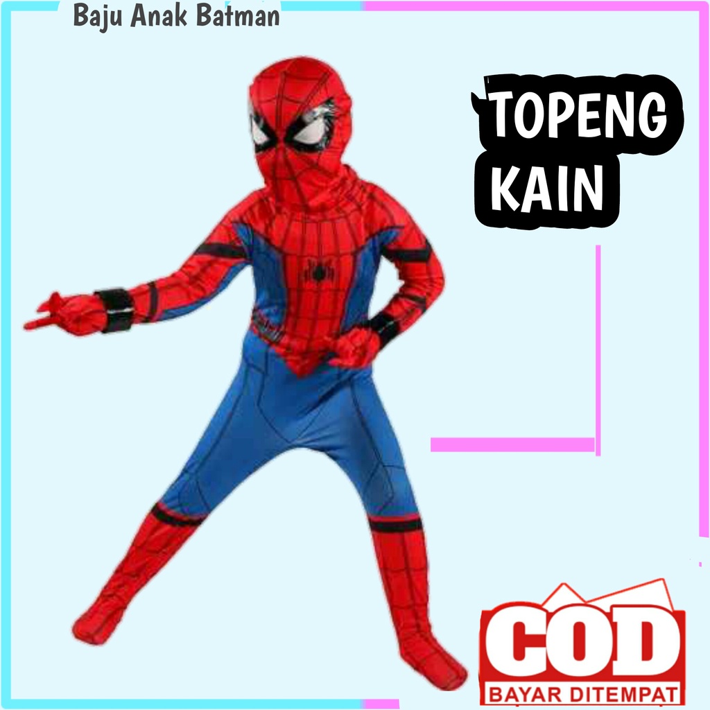 baju spiderman anak laki laki dan topeng