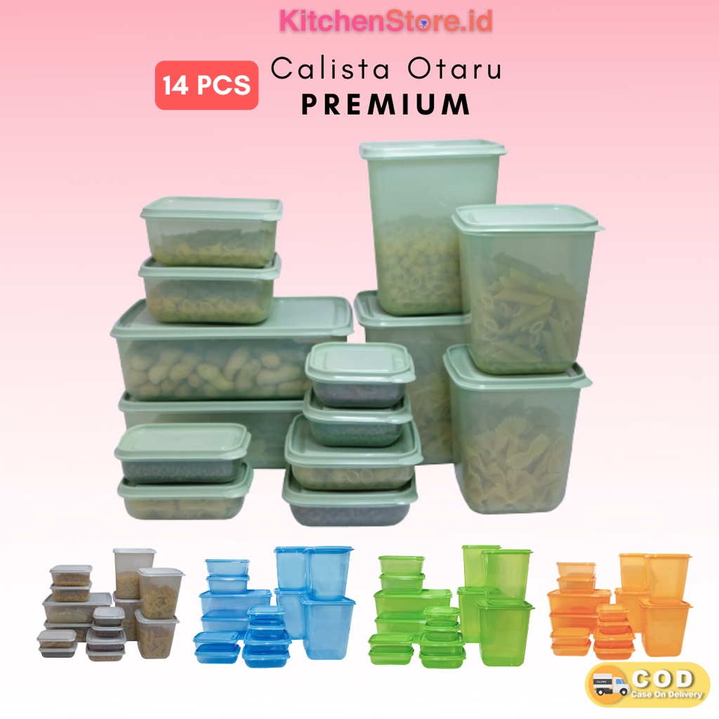 TOPLES PENYIMPANAN CALISTA OTARU PREMIUM 14 PCS FOOD COUNTAINER SET LUNCH BOX SERBAGUNA SET TOPLES KULKAS TERLARIS/ FOOD COUNTAINER SET/LUNCH BOX SET/ TOPLES SAYUR DAN KUE/KOTAK PENYIMPANAN KULKAS TOPLES KUE/ TEMPAT PENYIMPANAN KULKAS SET/ TOPLES PROMO/ T