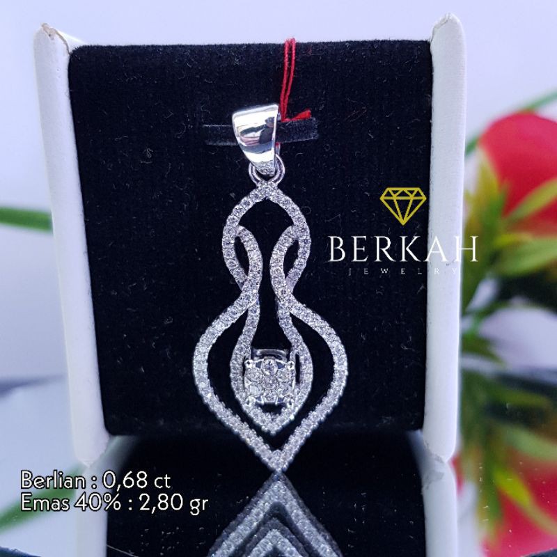 Liontin emas putih berlian asli natural diamond
