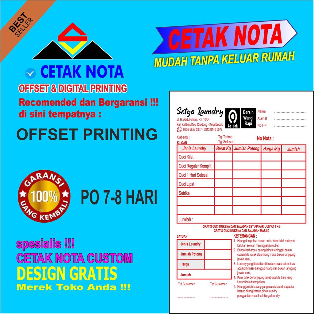 Jual Nota Custom 3 Ply 1 4f 10 5x16 5cm Ncr Shopee Indonesia