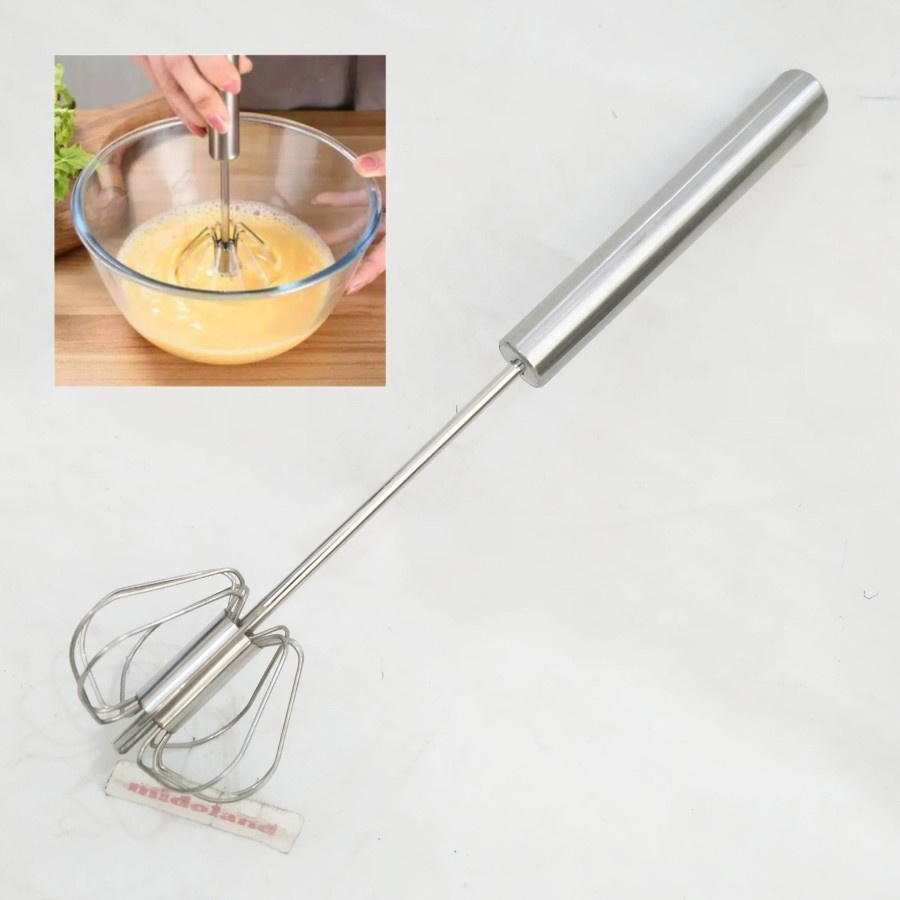 Alat Pengaduk pengocok pencampur mixer manual whisk tekan pendek sedang