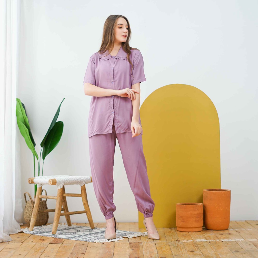 Pusat Mukena Indonesia - Set Pajamas Celana Rayon Jogger Korea Bora