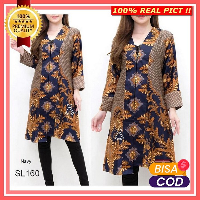 Midi Dress Duyung Tile Chintia Dress Paskah Natal Imlek Wanita Terbaru Sl160 -  Dress Tunik Batik Satin Silk Batik Busui Friendly