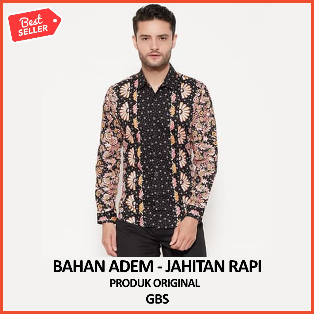 Kemeja Batik Pria Modern Lengan Panjang Casual Modis Slim Fit Trendy Masa Kini Lb 568