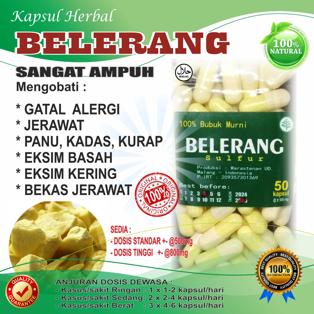 BELERANG 50 KAPSUL / SUPER AMPUH ATASI JERAWAT EXIM GATAL ALERGI BEKAS LUKA dll