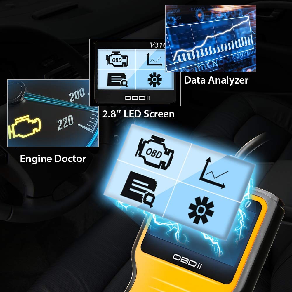 Alat OBD2 Pembaca Kode Diagnostik Mobil Otomotif Car Diagnostic Tool - V310 - Yellow