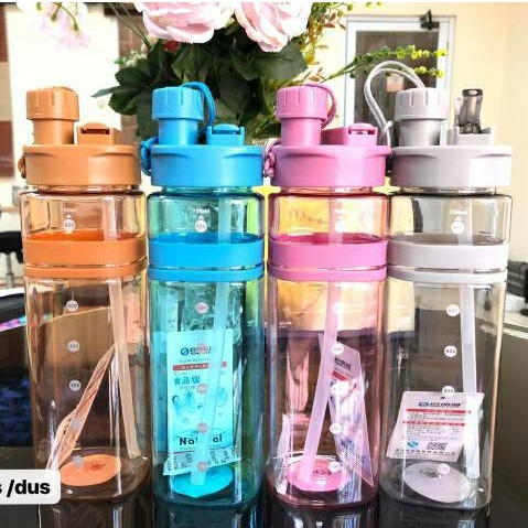 BOTOL MINUM SPORTY KAPASITAS 600 ML BOTOL MINUM SELIYA 7259 BOTOL MINUM IMPORT BAHAN PLASTIK ADA TALI THUMBLER PLUS SEDOTAN