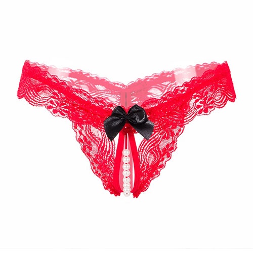 Crotchless G Sting Sexy Transparan Mutiara Thong Lingeire Seksi Low Waist Celana Dalam 3C056