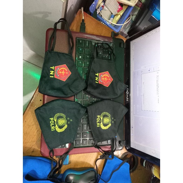 MASKER TNI POLRI KAIN KATUN LOGO FULL PRINTING/SUBLIM
