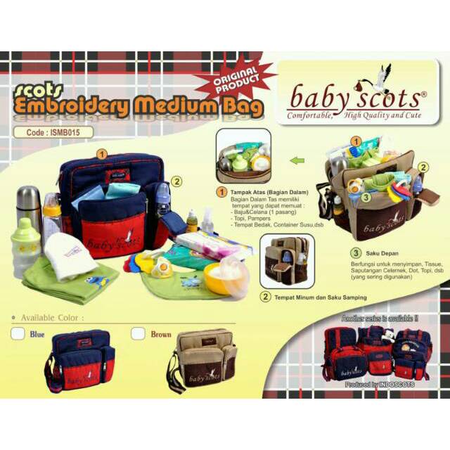 BABY SCOTS Tas bayi medium | SCOTS EMBROIDERY MEDIUM BAG