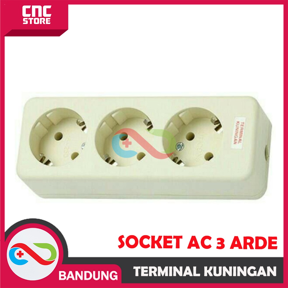 TERMINAL KUNINGAN STOP KONTAK 3 LUBANG SOCKET AC 3 ARDE