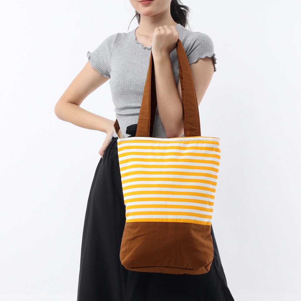 Tote Bag Kanvas Stripe Kuning