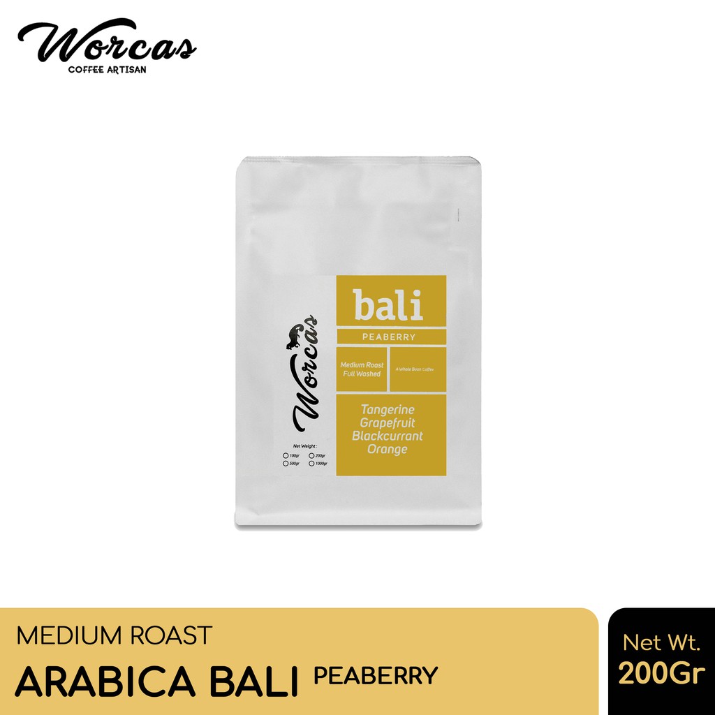

WORCAS Kopi Arabika Bali Peaberry 200 Gram - Medium Roast