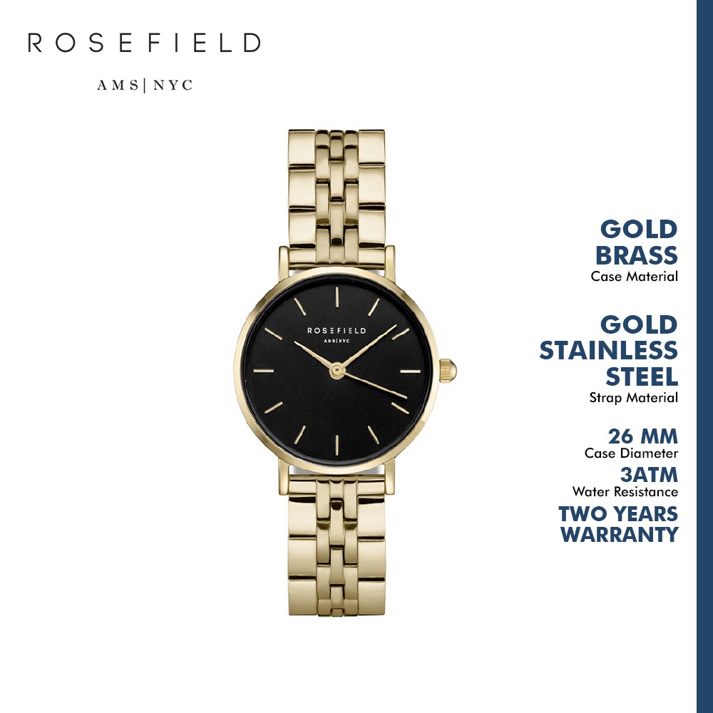 Rosefield Jam Tangan Wanita The Small Edit Black Steel Gold 26BSG-268