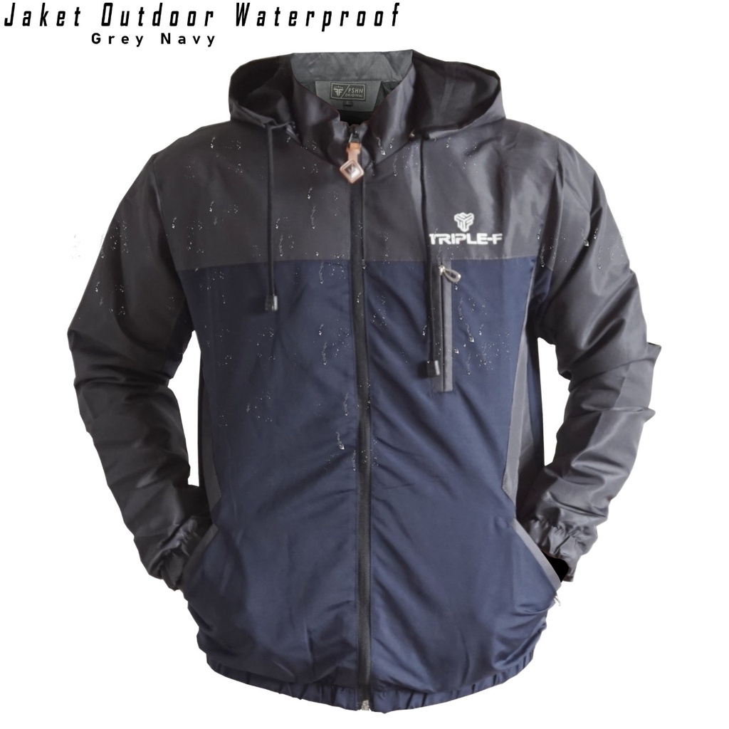 Jaket Gunung Outdoor Jacket Waterproof Anti Air Angin Big Size XXL Jumbo Polos Pria Wanita Unisex Original Triple F