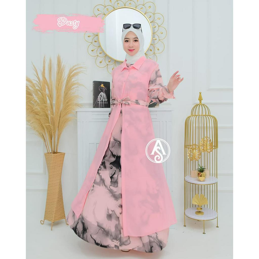 LANGSUNG KIRIM GAMIS SYAKILA PLUS BLAZER CERUTY PISAH// KANCING MUTIARA //OUTER CERUTY BEBYDOLL//BUSUI