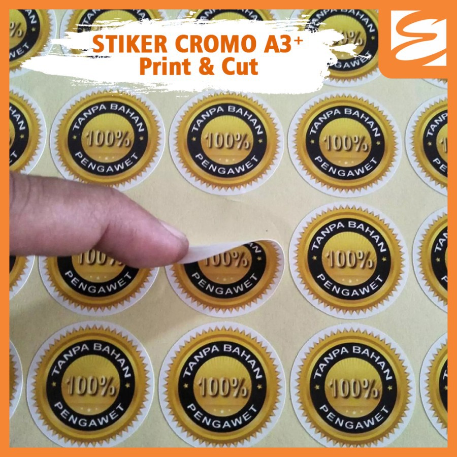 

Sticker Print & Cut A3+ Cromo Cetak Stiker Label Custom