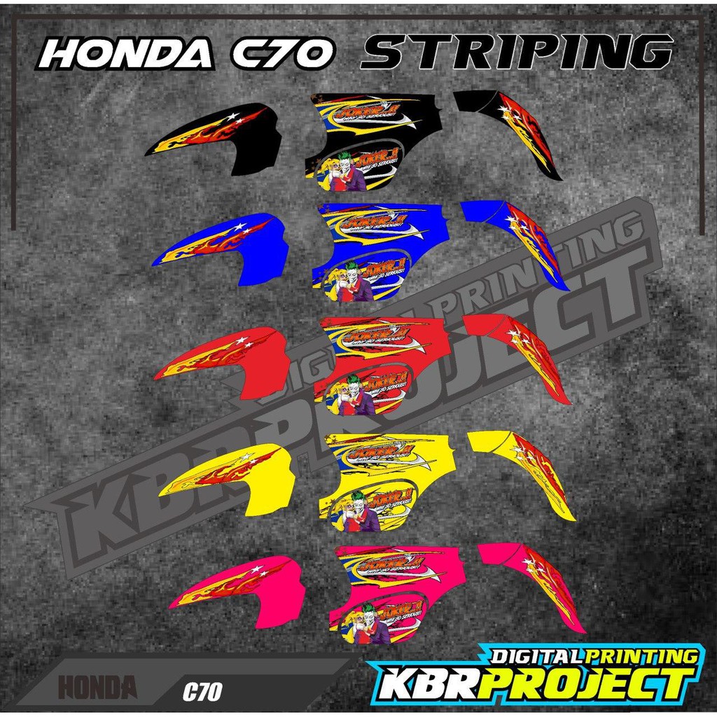 Cod Honda C70 Sticker Striping C70 Kode 1 Sticker Variasi Racing Team Joker Shopee Indonesia