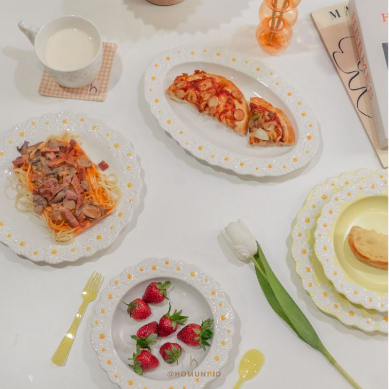 Jual Deiji Flower Plate/Piring Korea Aesthetic/Piring Keramik Bunga