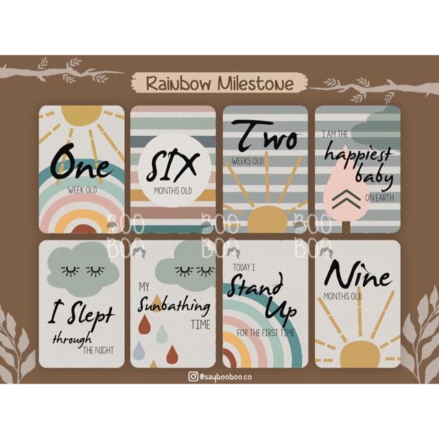 BooBoo Baby Milestone Card - Kartu Selfie Bayi FREE CUSTOM NAMA-Rainbow