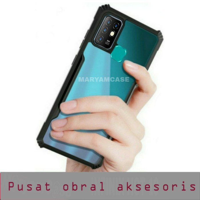 S/P- CASING Case INFINIX HOT 10 Shockproof Armor Transparent Premium Hardcase - Hitam CASE SP