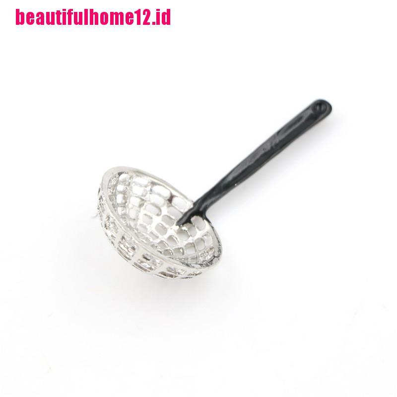 【beautifulhome12.id】Dollhouse Miniature 1:12 Kitchen Decor Toy Kitchen Metal Colander Length 5cm