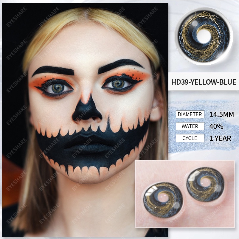 [Bayar Di Tempat]Murid pola Mesir-Fresh Halloween 2Pcs Softlens Cosplay Anime / Warna Lensa Kontak Normal Seni Gotik  /Freshlady /All Color/TerbaikTahun Ini-SOFTLENS