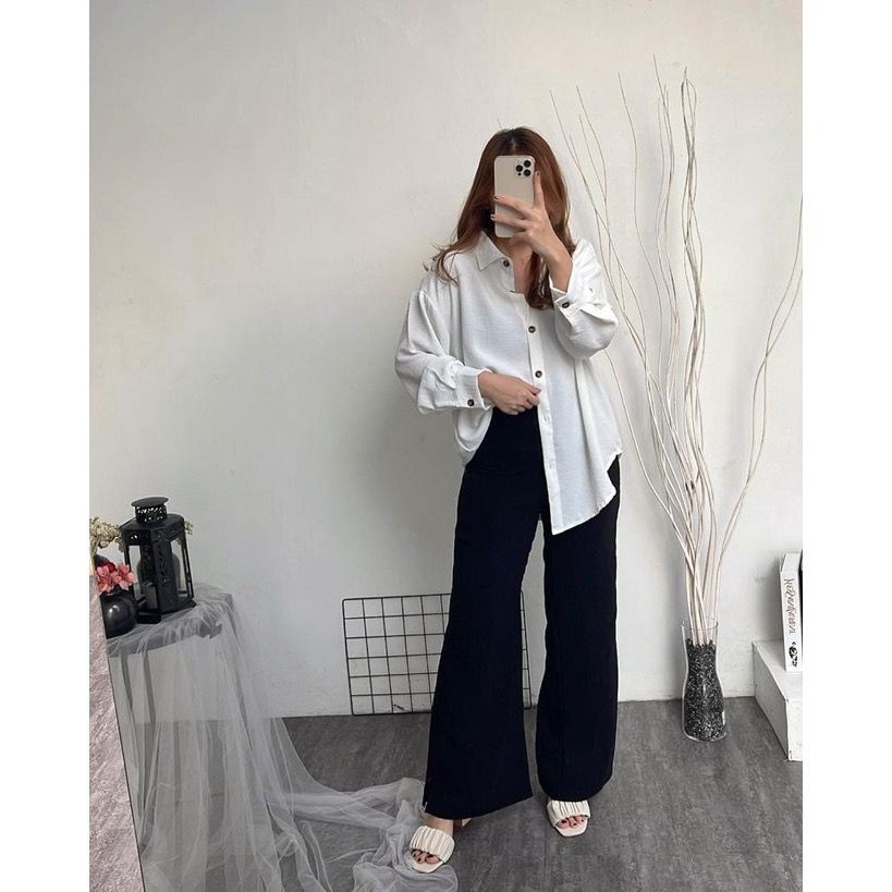 1KG MUAT 5PCS | KENDA KEMEJA OVERSIZE JUMBO AIRFLOW CRINKLE HITS OOTD SELEBGRAM FASHION GROSIR WANITA TERBEST SELLER