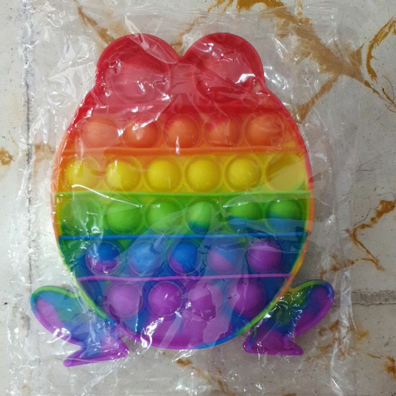 Pop It Hewan Katak, Bintang Rainbow | Popit Katak Animal Star Warna Warni Fidget Toys-Katak Rainbow