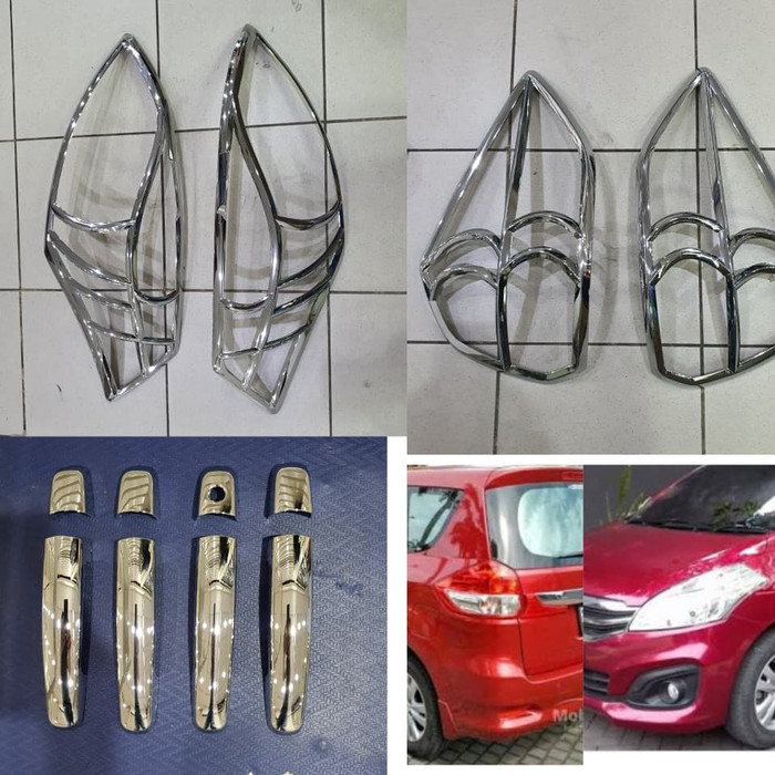 paket Garnish lampu stop rem belakang + headlamp depan + cover handle SUZUKI ERTIGA LAMA chrome