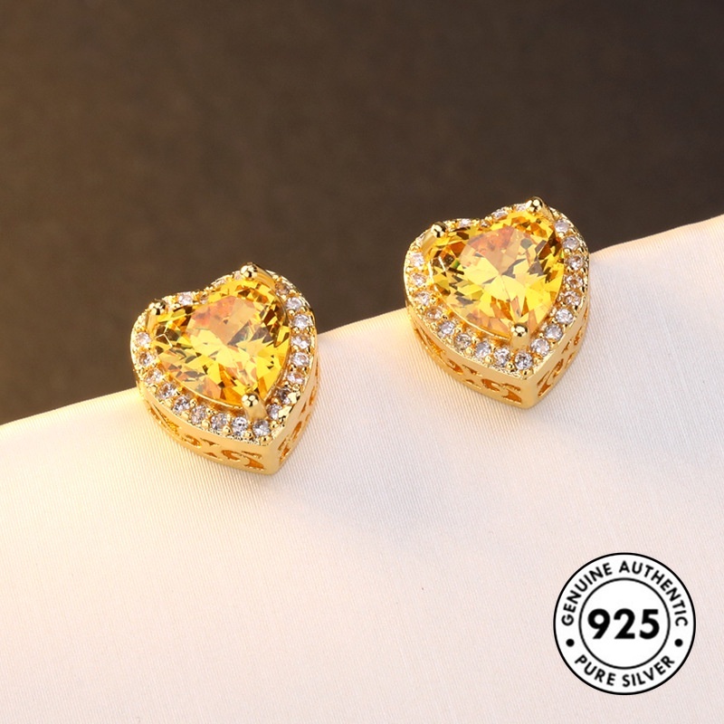 Anting Tusuk Sterling Silver 925 Desain Hati Elegan Untuk Wanita