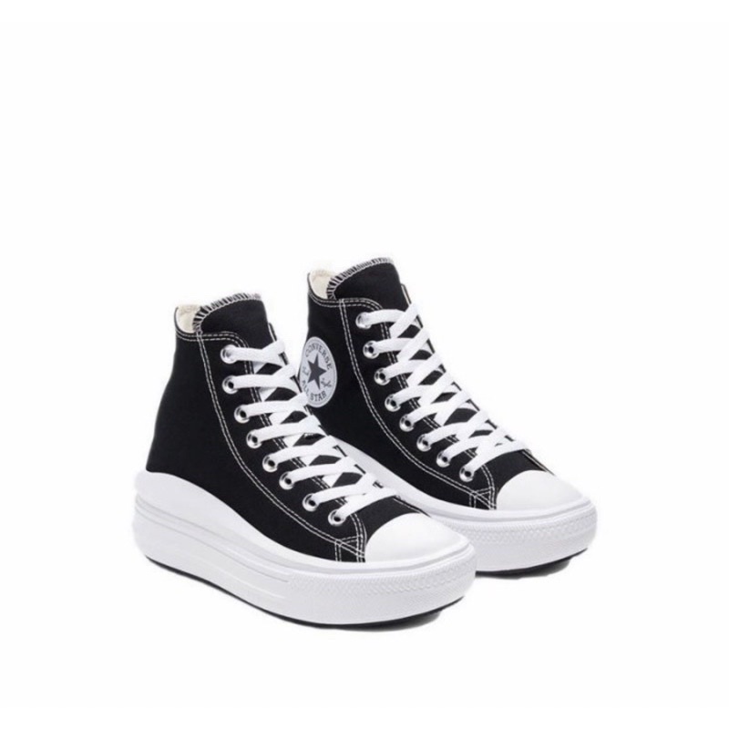 Converse run star hike sepatu sneakers wedges cod-Hitam move tinggi
