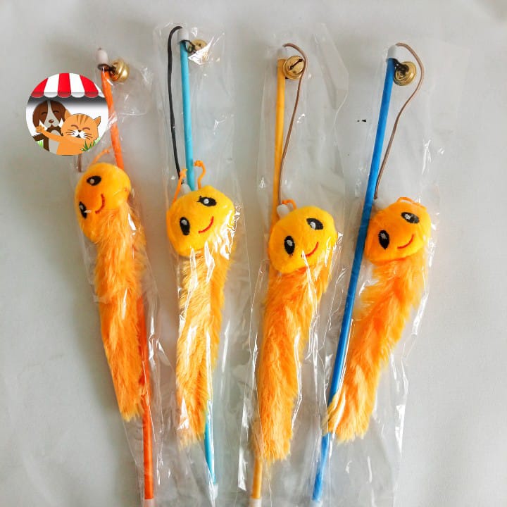 Mainan Kucing Pancingan Boneka Cat Stick Toys Tongkat Bulu Lonceng Pit