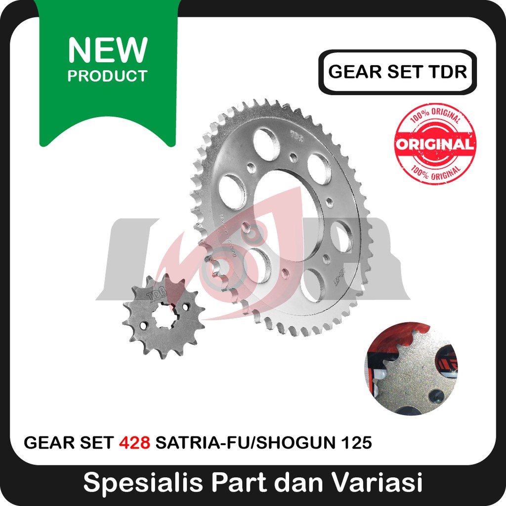 Paket Gear TDR Satria FU Shogun125 GirSet Depan Belakang Silver Racing
