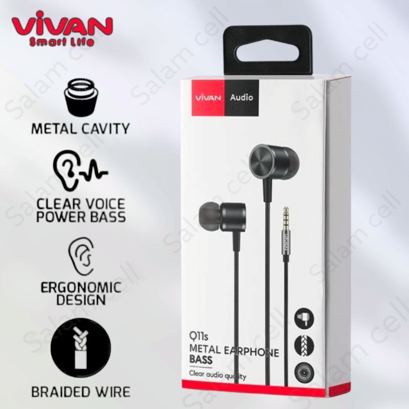 Headset Vivan Q11S Metal Bass Ergonomis Bergaransi Original