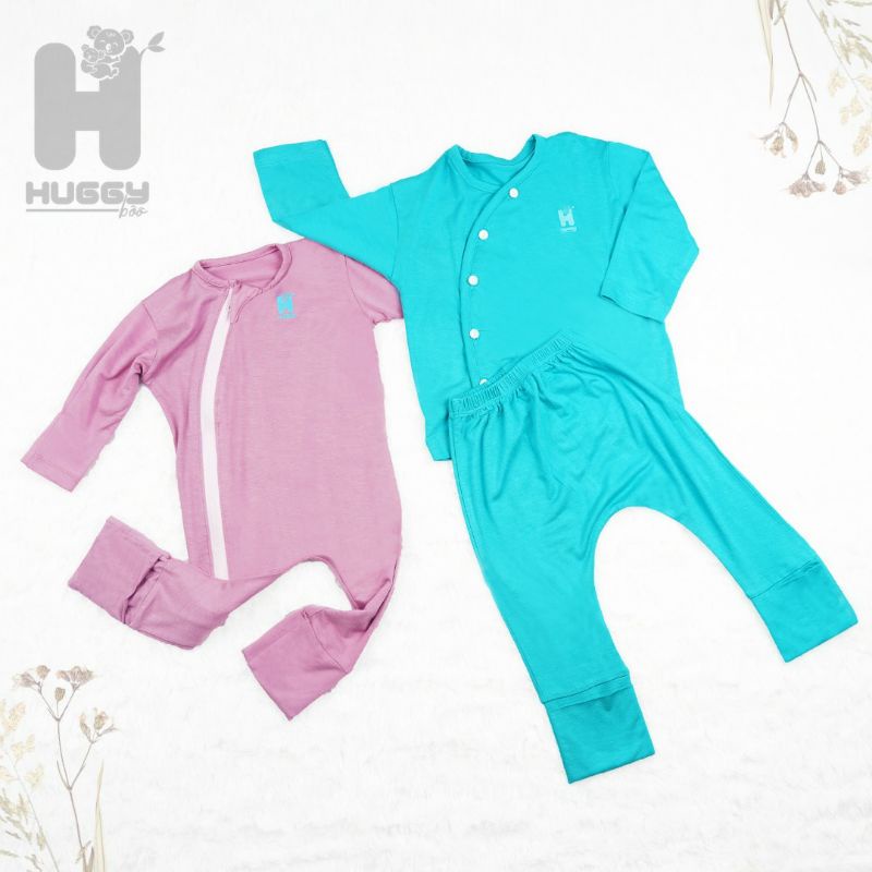 Huggy boo - Setelan Baju Bayi Kimono Panjang / Setelan Baju Panjang Bayi (Tersedia varian warna dan ukuran)