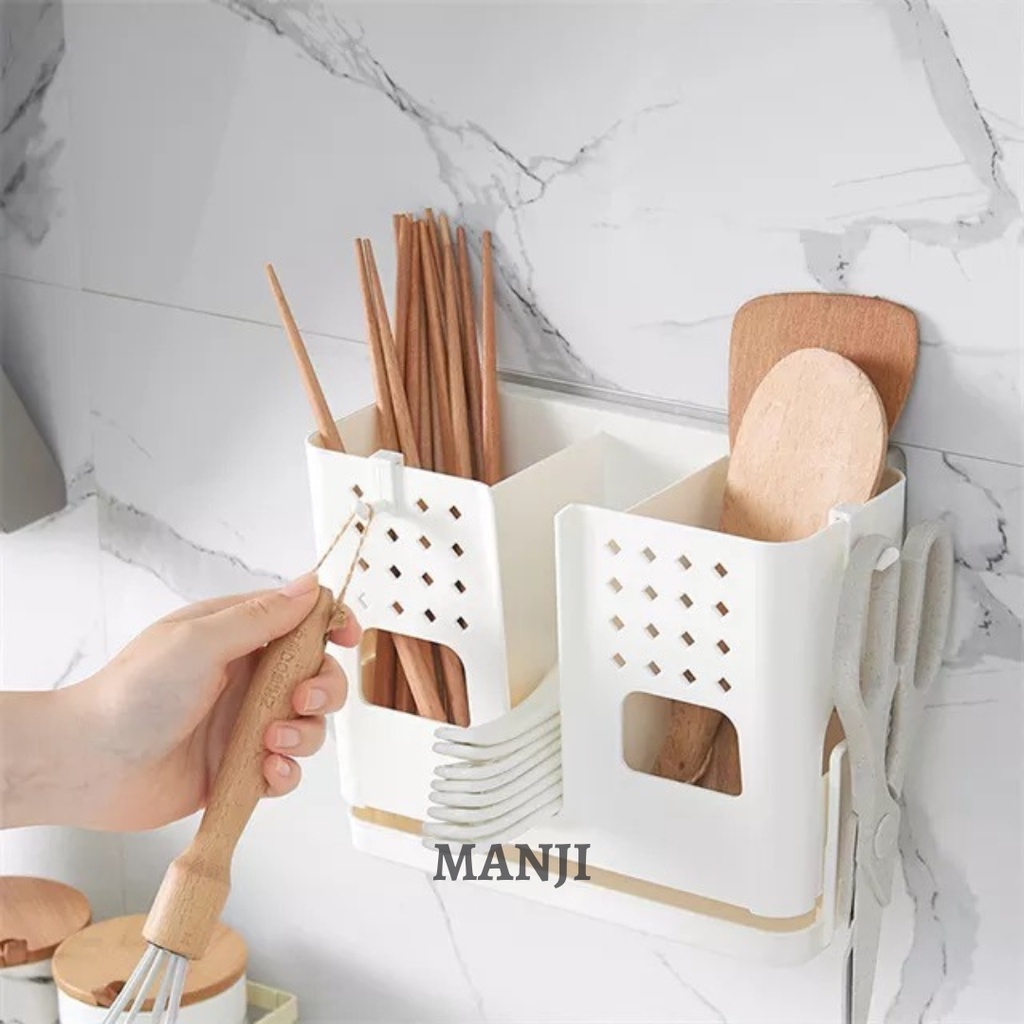 Tempat Sendok Garpu Tempel Rak Gantung Spoon Holder Box Plastik