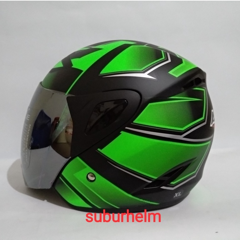 HELM  ASCA STRIKE  EAGLE   BLACK  GREEN DOFF     HALF FACE  SINGLE VISOR  SNI  HELM MURAH