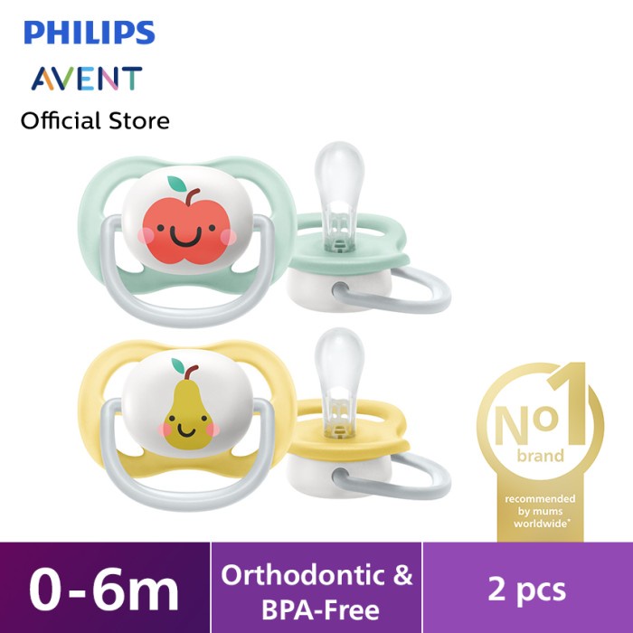 Philips Avent Soother Ultra Air 0-6M Apple &amp; Pear SCF080/17 Empeng Bayi