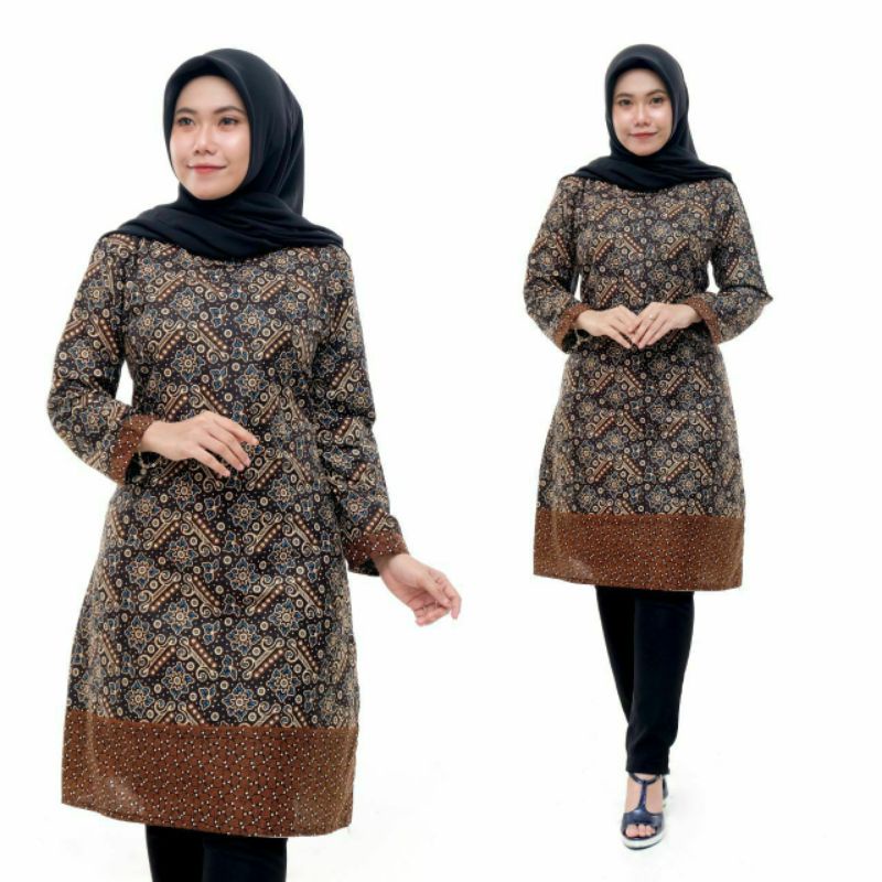 Tunik Batik Wanita Modern Serut Genes Asli Pekalongan Jelita Tunik M L XL