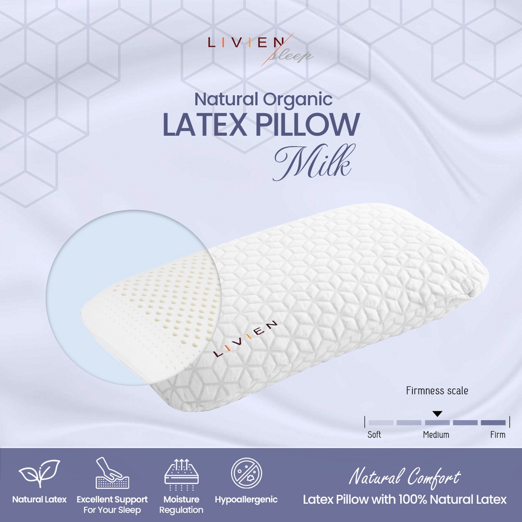 Bantal Latex, Organic Latex Pillow , Milk Latex Pillow LIVIEN Sleep