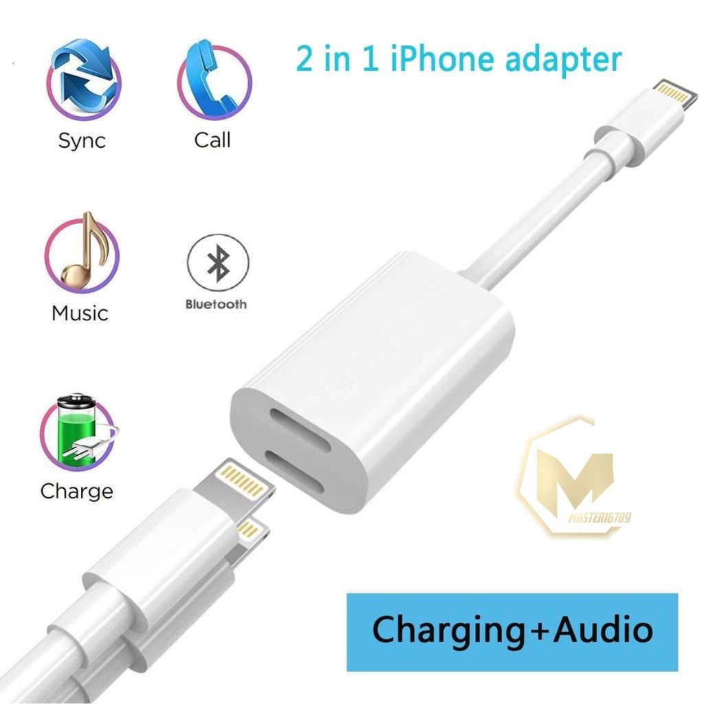 JH006 Kabel Splitter Y 1 phone  - Y Cable Adapter Apple Converter Lighthing 2in1 1 phone  MA3030