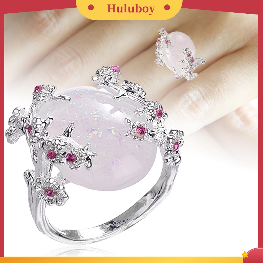 Hu Hu Hu Hu Hu Alat Bantu Pasang Kacamata♡ Cincin Pernikahan Desain Bunga Hias Batu Permata Ovalberlian Imitasi Untuk Wanita