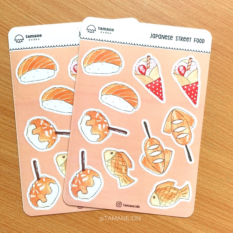 

[DEFECT SALE] stiker aesthetic tamane sticker sheet japanese street food stiker aesthetic kiss-cut vinyl laminasi doff