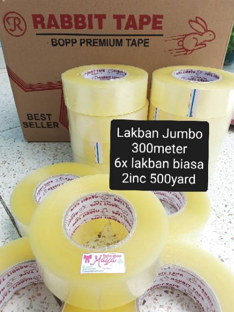 Lakban solasi Bening Jumbo 2inch 500yard 300meter solasi lem packing paket termurah daimaru rabbit tape packing