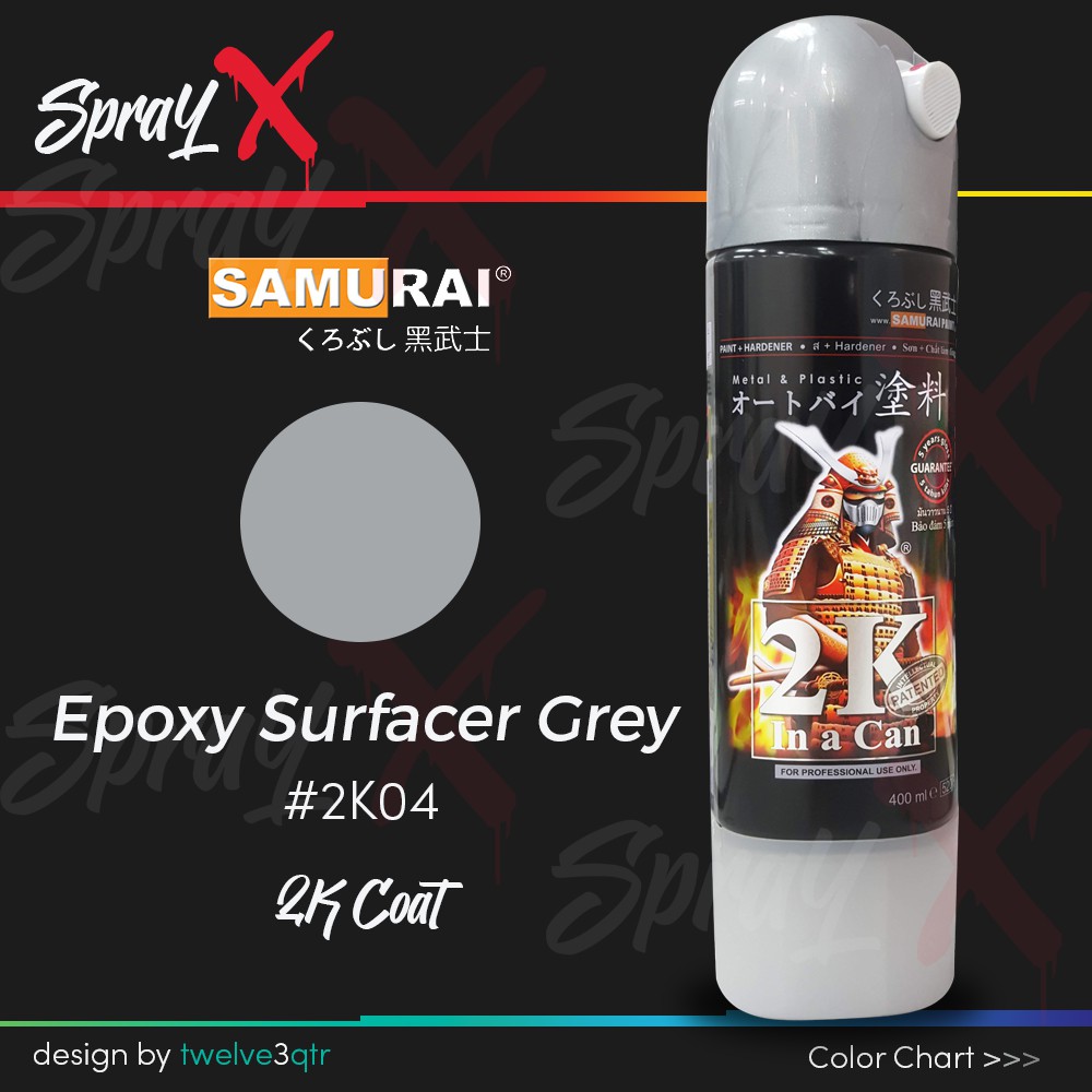 SAMURAI 2K COAT EPOXY SURFACER GREY 2K04 / EPOXY+HARDENER DASAR #2K04 400ML - CAT KUALITAS KOMPRESOR