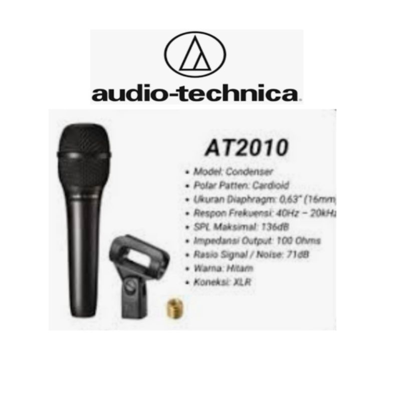 MIC CONDENSOR AUDIO TECHNICA AT2010, condensor mic cardioid, garansi