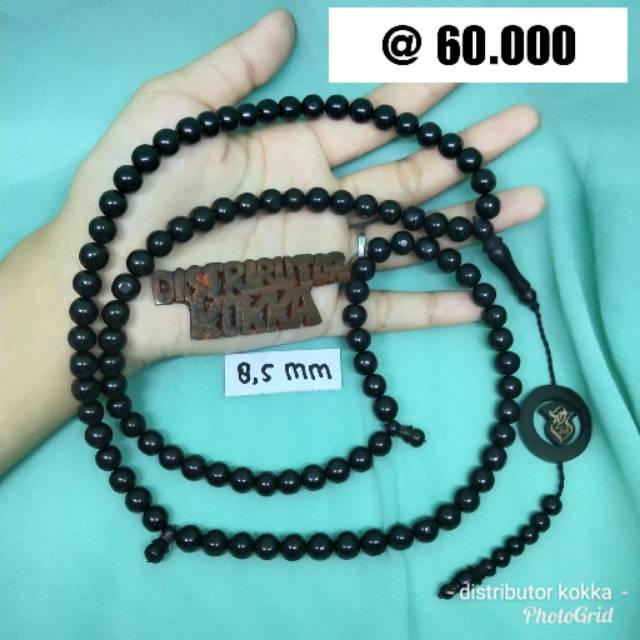 ( SUPER MURAH ) Grosir 5 pcs tasbih Kokka kaukah kaokah fukakah koka bulan terompah 8,5 hitam