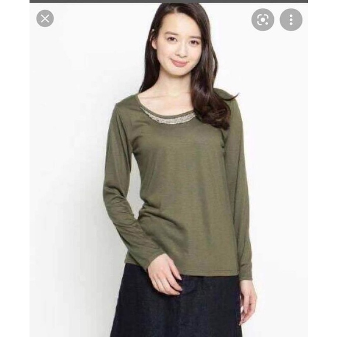 Atasan wanita Grove olive lengan panjang
