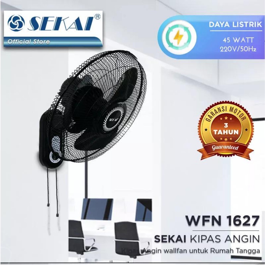 KIPAS ANGIN DINDING 16 INCH SEKAI WF-1627 WALL FAN SEKAI 16 INCH